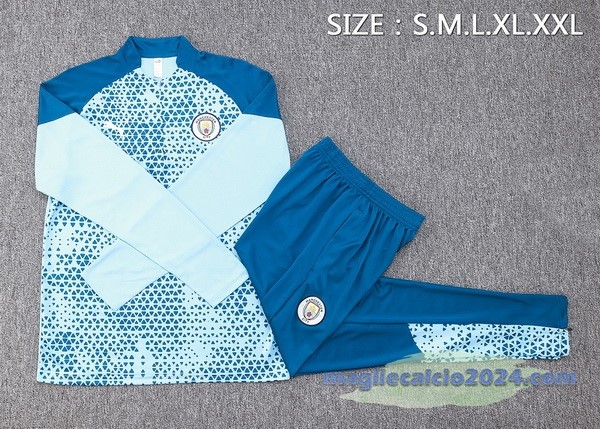 Set Completo Felpa Allenamento Manchester City 2023 2024 Blu I Luce Poco Prezzo