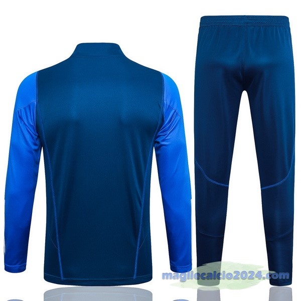 Set Completo Felpa Allenamento Manchester United 2023 2024 Blu Bianco Poco Prezzo