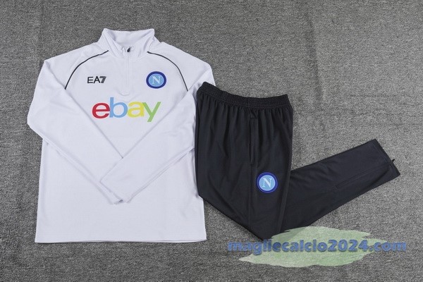 Set Completo Felpa Allenamento Napoli 2023 2024 Bianco Grigio Poco Prezzo