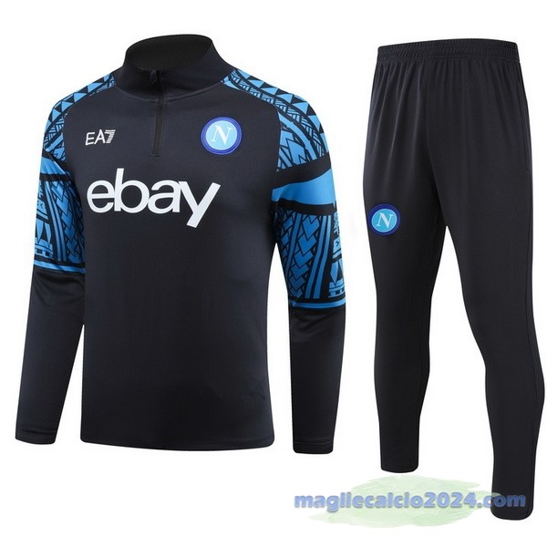 Set Completo Felpa Allenamento Napoli 2023 2024 Blu Navy Poco Prezzo