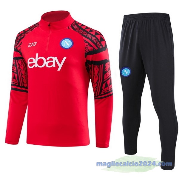 Set Completo Felpa Allenamento Napoli 2023 2024 Rosso Poco Prezzo