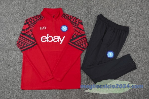 Set Completo Felpa Allenamento Napoli 2023 2024 Rosso Poco Prezzo