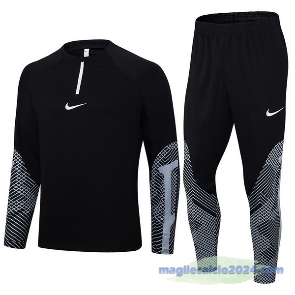 Set Completo Felpa Allenamento Nike 2023 Nero Grigio Poco Prezzo