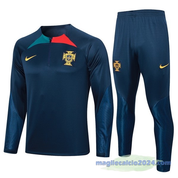 Set Completo Felpa Allenamento Portogallo 2023 Blu Navy Poco Prezzo