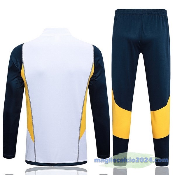 Set Completo Felpa Allenamento Real Madrid 2023 2024 Bianco Blu Giallo Poco Prezzo
