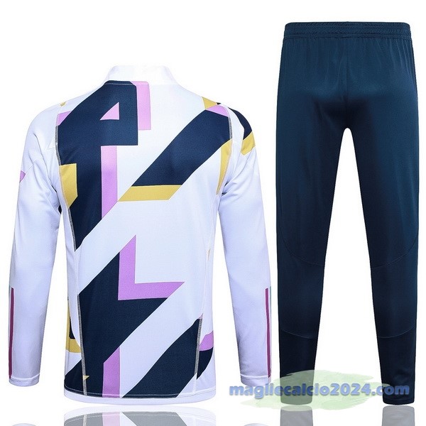 Set Completo Felpa Allenamento Real Madrid 2023 2024 Bianco Blu Purpureo Poco Prezzo