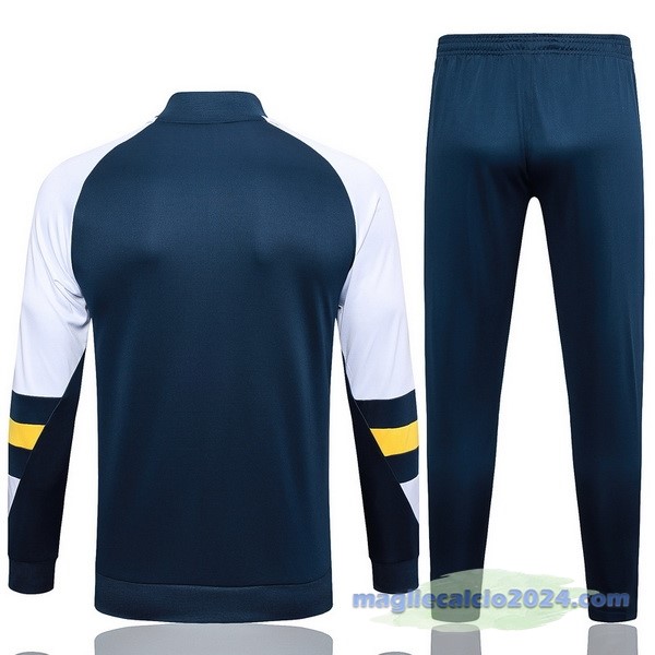 Set Completo Felpa Allenamento Real Madrid 2023 2024 Blu Bianco Giallo Poco Prezzo