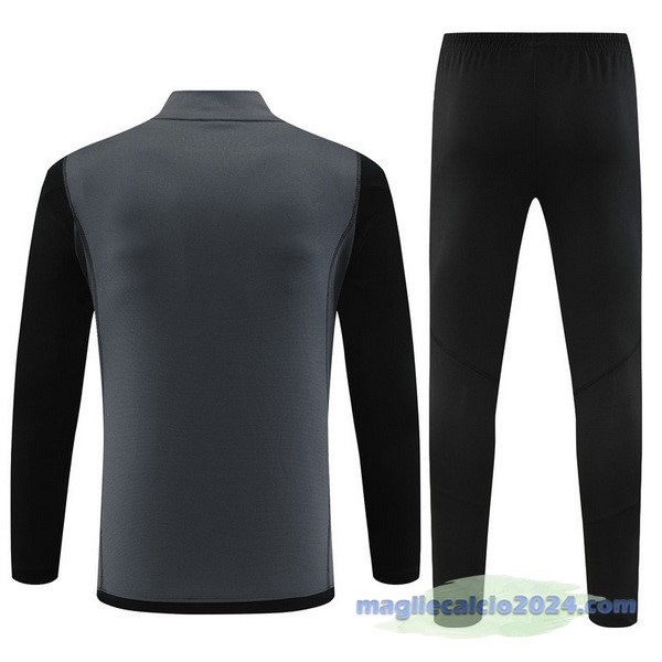 Set Completo Felpa Allenamento Real Madrid 2023 2024 Grigio Nero Giallo Poco Prezzo