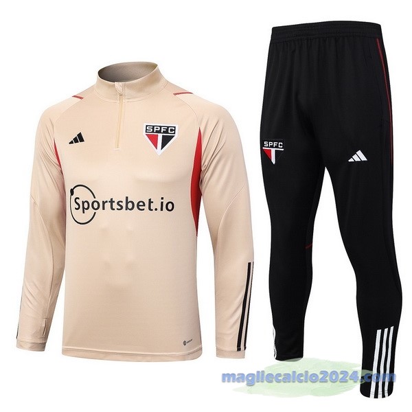 Set Completo Felpa Allenamento São Paulo 2023 2024 Giallo Nero I Bianco Poco Prezzo