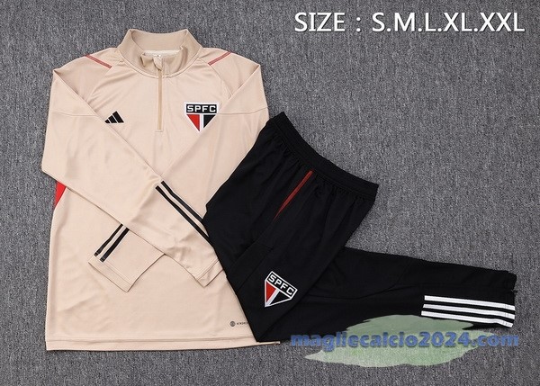 Set Completo Felpa Allenamento São Paulo 2023 2024 Giallo Nero I Bianco Poco Prezzo