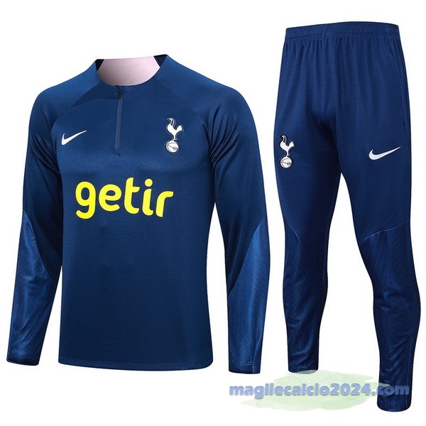 Set Completo Felpa Allenamento Tottenham Hotspur 2023 2024 Blu Navy Poco Prezzo