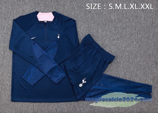 Set Completo Felpa Allenamento Tottenham Hotspur 2023 2024 Blu Navy Poco Prezzo