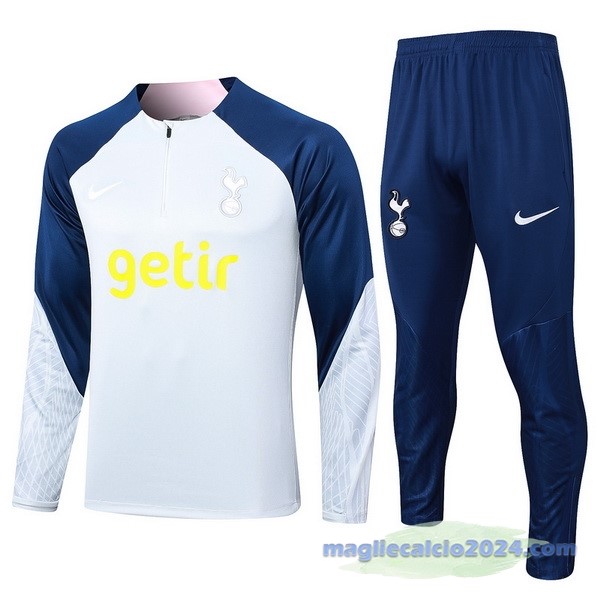 Set Completo Felpa Allenamento Tottenham Hotspur 2023 2024 Grigio Luce Blu Poco Prezzo