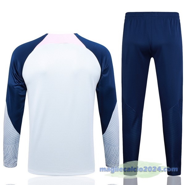 Set Completo Felpa Allenamento Tottenham Hotspur 2023 2024 Grigio Luce Blu Poco Prezzo