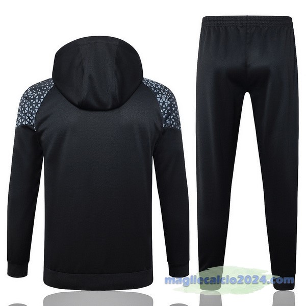 Set Completo Felpa Cappuccio AC Milan 2023 2024 Nero Rosso Poco Prezzo