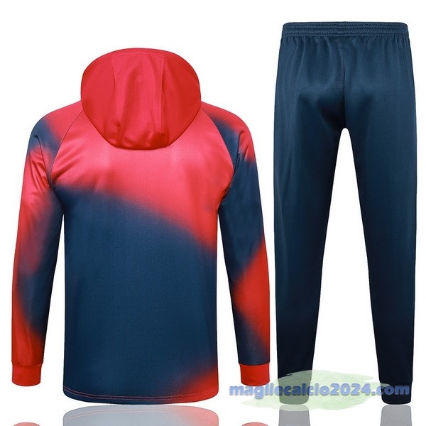 Set Completo Felpa Cappuccio Bambino Paris Saint Germain 2023 2024 Rosso Blu Poco Prezzo