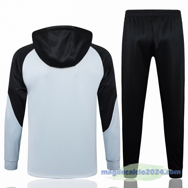 Set Completo Felpa Cappuccio Barcelona 2023 2024 Nero Blu Poco Prezzo