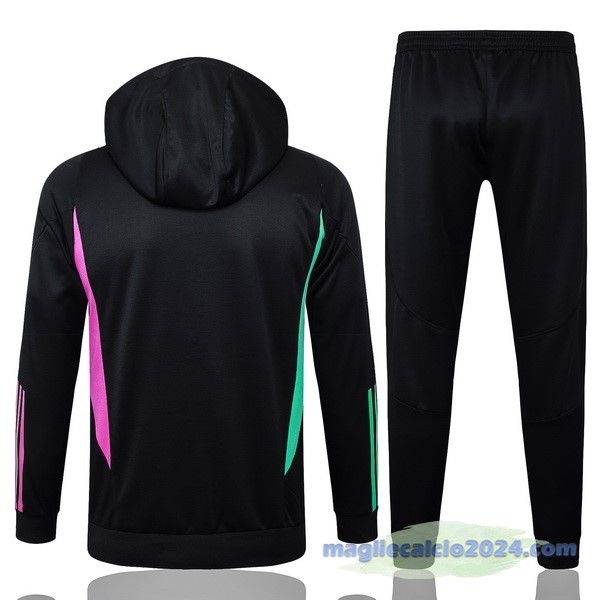 Set Completo Felpa Cappuccio Bayern Múnich 2023 2024 Nero Purpureo Poco Prezzo