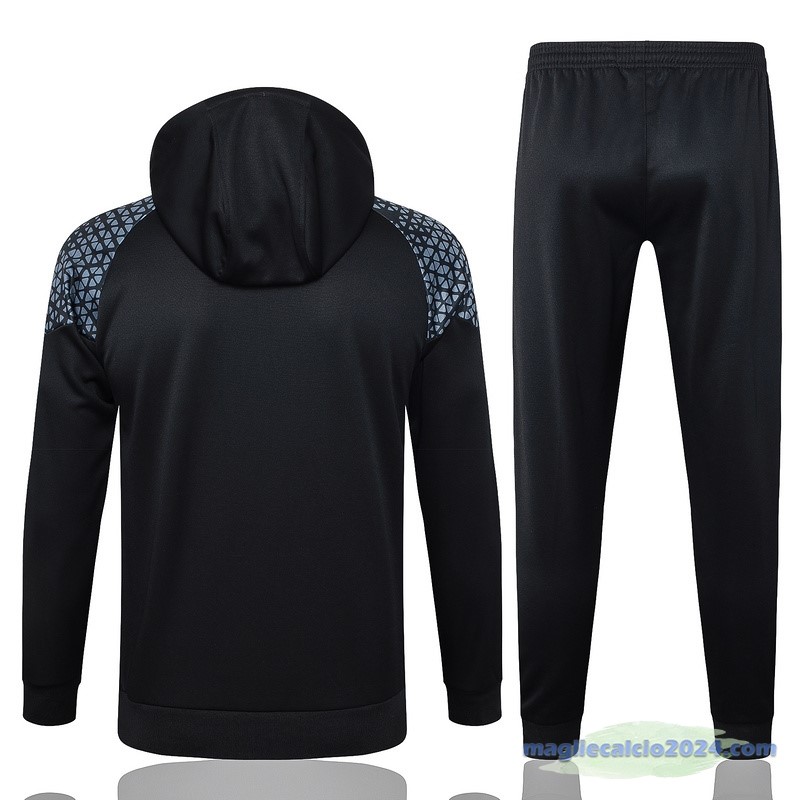 Set Completo Felpa Cappuccio Borussia Dortmund 2023 2024 Nero Grigio Poco Prezzo