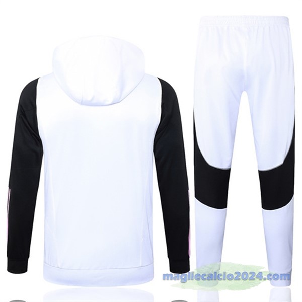 Set Completo Felpa Cappuccio Juventus 2023 2024 Bianco Nero Rosa Poco Prezzo