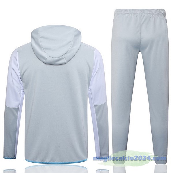 Set Completo Felpa Cappuccio Nike 2023 Bianco Grigio Blu Poco Prezzo