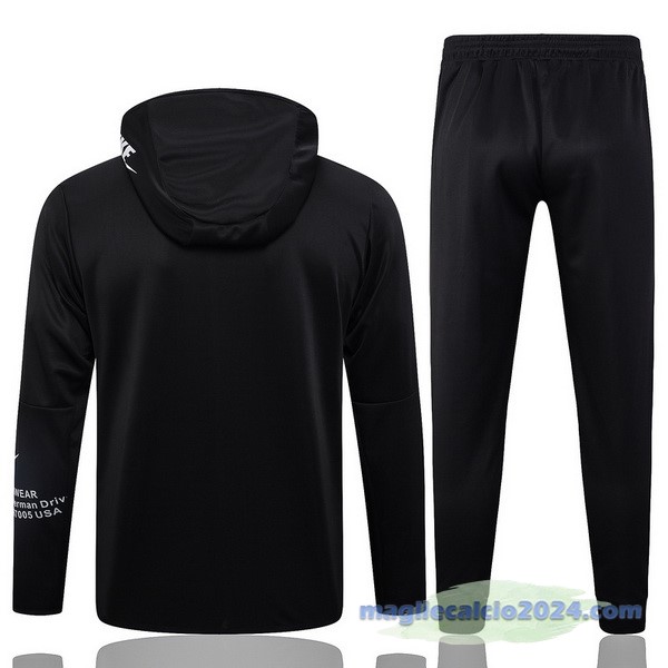 Set Completo Felpa Cappuccio Nike 2023 Nero Bianco Poco Prezzo