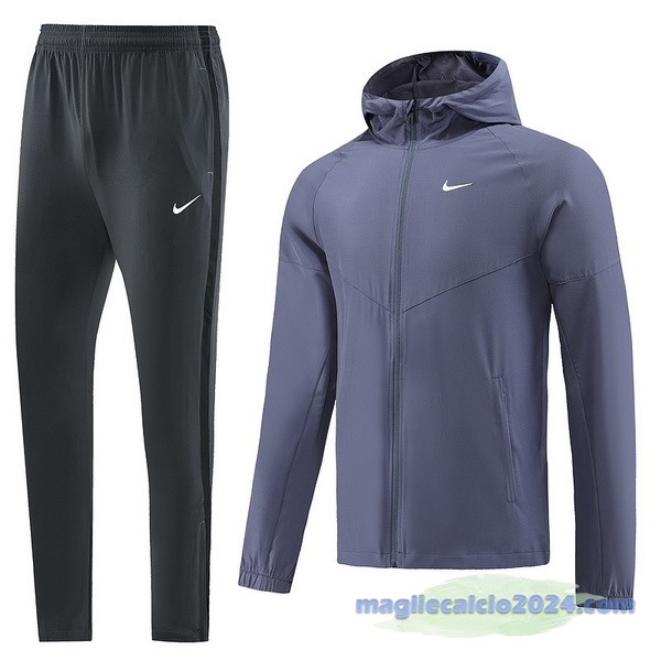 Set Completo Felpa Cappuccio Nike 2023 Nero Grigio Poco Prezzo