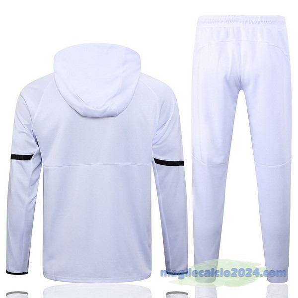 Set Completo Felpa Cappuccio adidas 2023 Bianco Nero Poco Prezzo