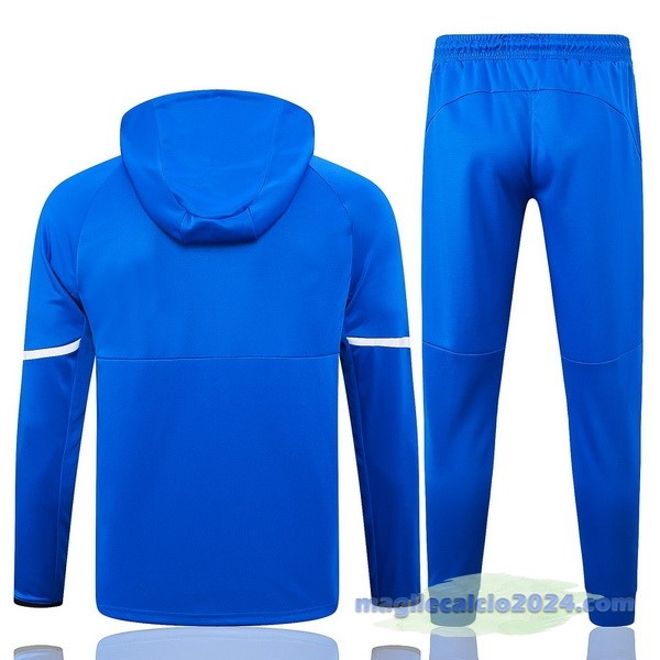 Set Completo Felpa Cappuccio adidas 2023 Blu Bianco Poco Prezzo