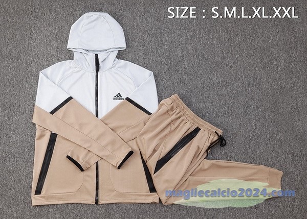 Set Completo Felpa Cappuccio adidas 2023 Grigio Giallo Poco Prezzo