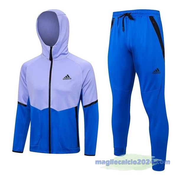 Set Completo Felpa Cappuccio adidas 2023 Purpureo Blu Poco Prezzo