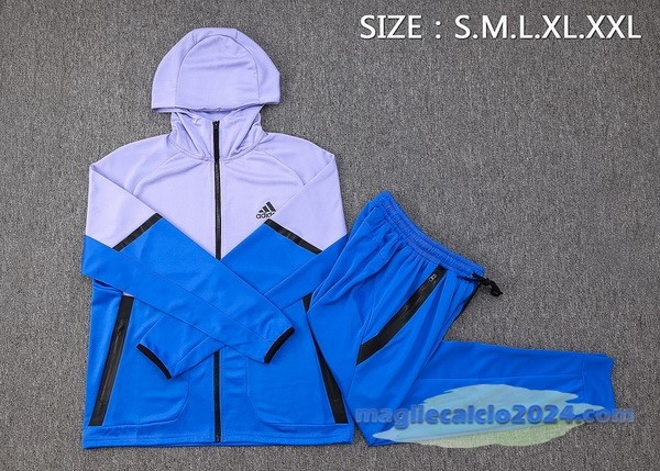 Set Completo Felpa Cappuccio adidas 2023 Purpureo Blu Poco Prezzo