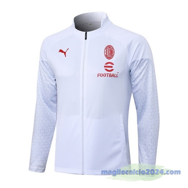 Set Completo Lunga Zip Giacca AC Milan 2023 2024 Bianco Poco Prezzo