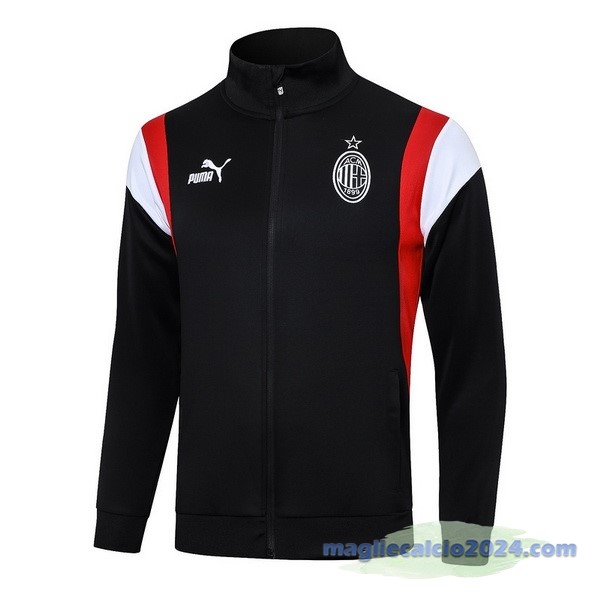 Set Completo Lunga Zip Giacca AC Milan 2023 2024 Nero Bianco Rosso Poco Prezzo