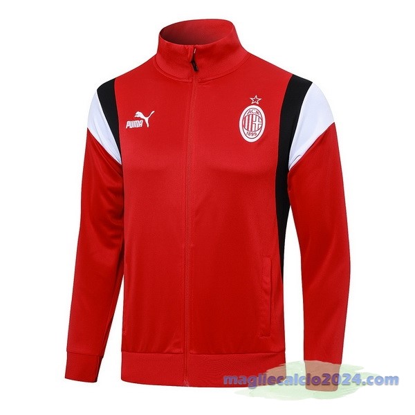 Set Completo Lunga Zip Giacca AC Milan 2023 2024 Rosso Bianco Nero Poco Prezzo
