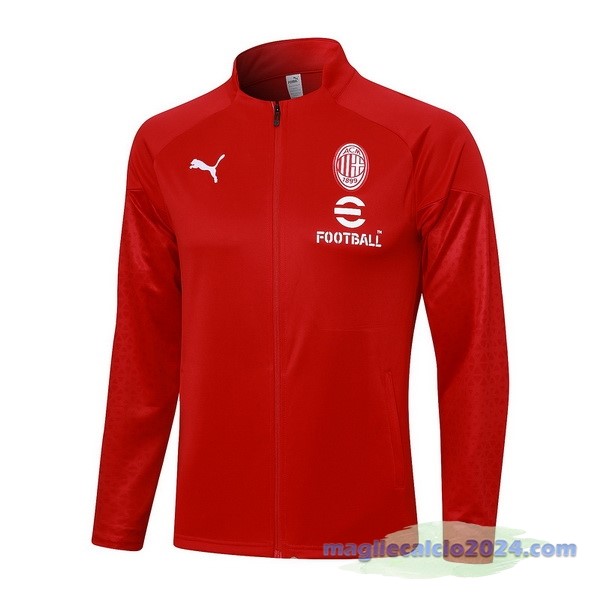 Set Completo Lunga Zip Giacca AC Milan 2023 2024 Rosso Poco Prezzo