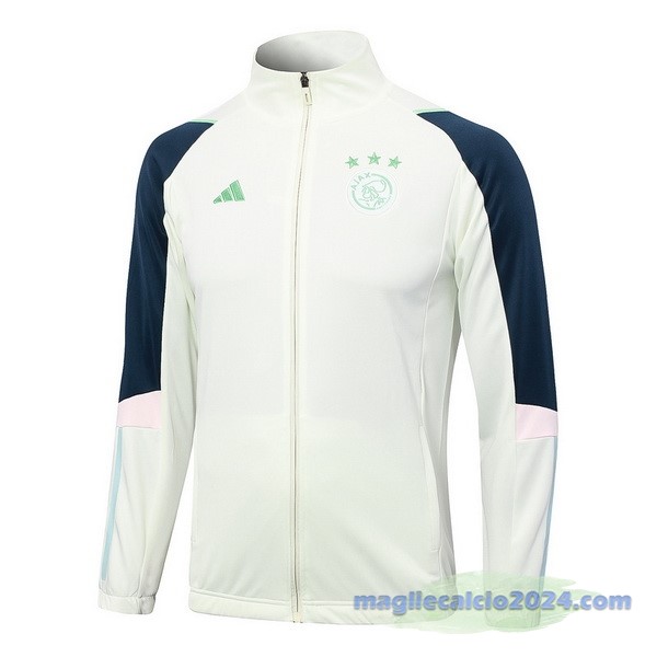 Set Completo Lunga Zip Giacca Ajax 2023 2024 Verde Luce Blu Poco Prezzo