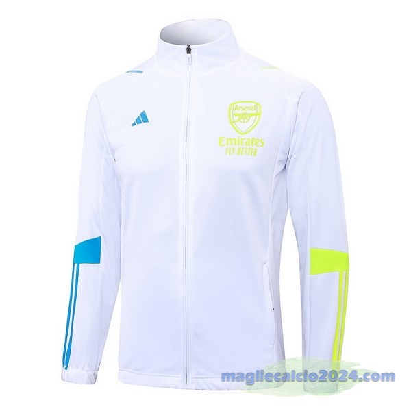 Set Completo Lunga Zip Giacca Arsenal 2023 2024 Bianco Blu Giallo Poco Prezzo