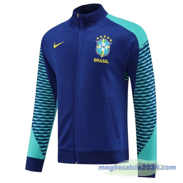 Set Completo Lunga Zip Giacca Brasile 2023 Blu Verde Poco Prezzo