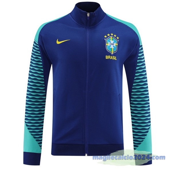 Set Completo Lunga Zip Giacca Brasile 2023 Blu Verde Poco Prezzo