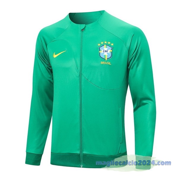 Set Completo Lunga Zip Giacca Brasile 2023 Verde Poco Prezzo