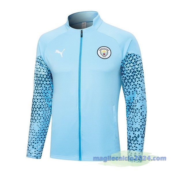 Set Completo Lunga Zip Giacca Manchester City 2023 2024 Blu Poco Prezzo