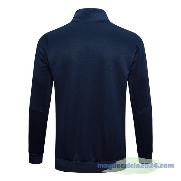 Set Completo Lunga Zip Giacca Real Madrid 2023 2024 Blu Navy Giallo Poco Prezzo
