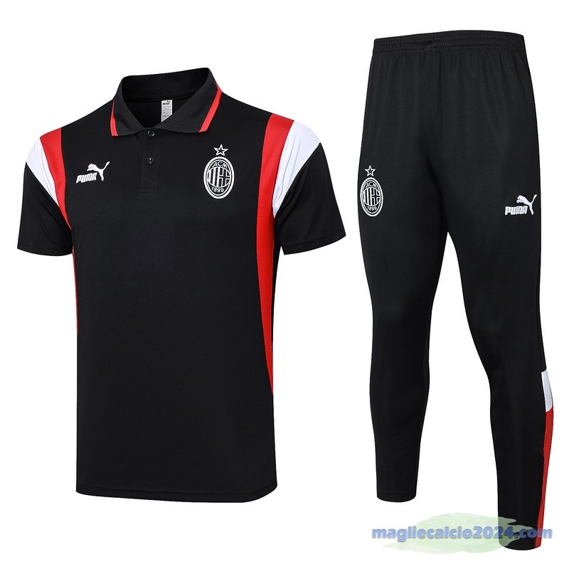 Set Completo Polo AC Milan 2023 2024 Nero Rosso Bianco Poco Prezzo
