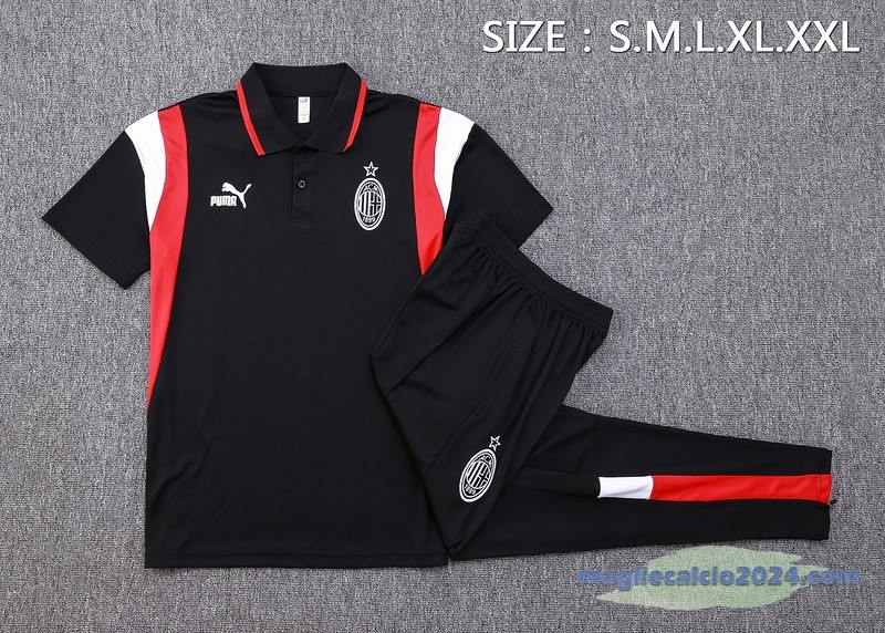 Set Completo Polo AC Milan 2023 2024 Nero Rosso Bianco Poco Prezzo