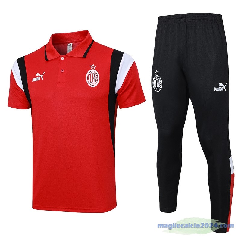 Set Completo Polo AC Milan 2023 2024 Rosso Bianco Nero Poco Prezzo