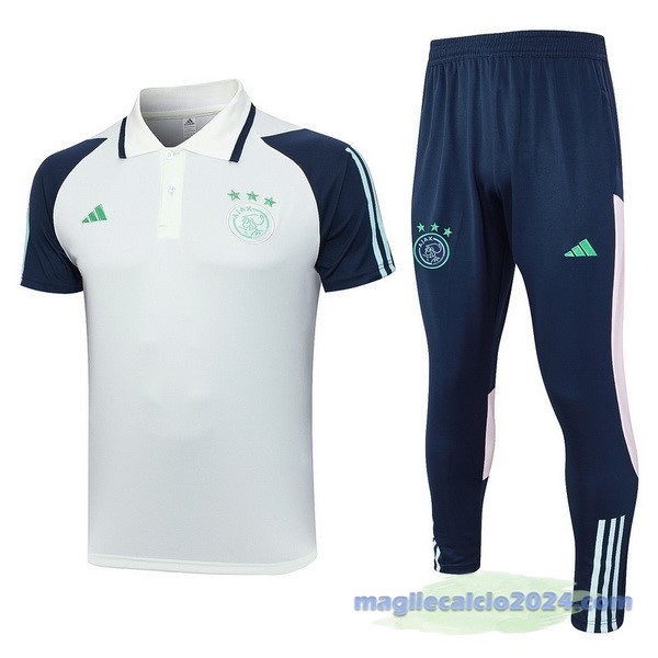 Set Completo Polo Ajax 2023 2024 Bianco Blu Poco Prezzo