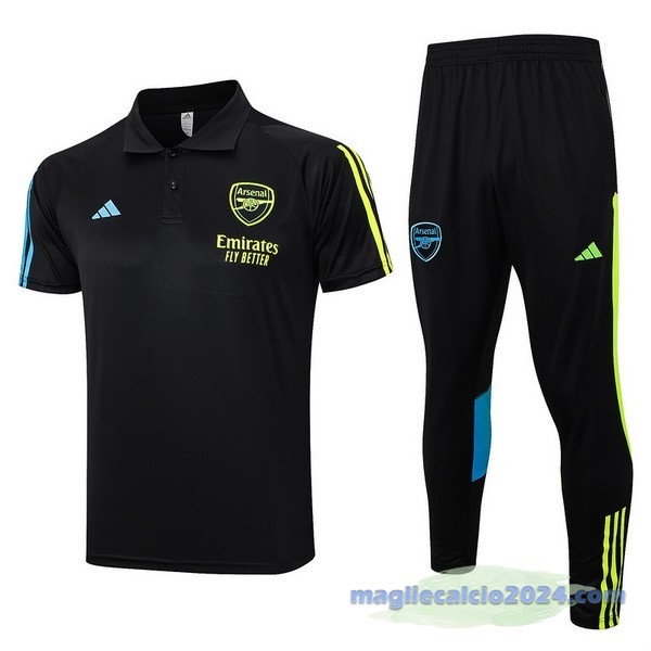 Set Completo Polo Arsenal 2023 2024 Nero Blu Giallo Poco Prezzo