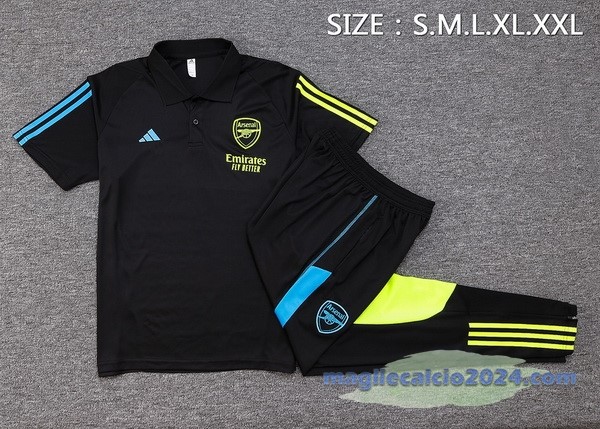 Set Completo Polo Arsenal 2023 2024 Nero Blu Giallo Poco Prezzo
