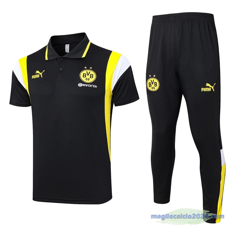 Set Completo Polo Borussia Dortmund 2023 2024 Nero Giallo Poco Prezzo